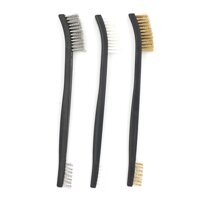 MUXI 3pcs Mini Stainless Steel Brass Nylon Wire Brush Set Cleaning Polish Tool