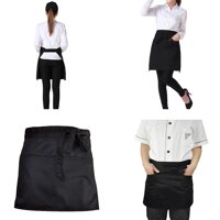 MUXI Black Bust Waiter Short Apron Kitchen Restaurant Flirty With Pocket