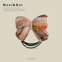 Muzikai Dây Buộc Tóc Phong Cách Retro Tay Buộc Tóc Len Móc Hỗn Hợp Dây Nơ Tóc