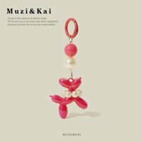 Muzikai Mặt Dây Chuyền Ngọc Trai Bóng Chó ins Tinh Tế Niche Túi Đi Học Ba Lô Mặt Dây Chuyền Túi Mặt Dây Chuyền