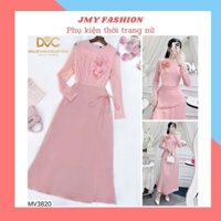 MV3820 Váy đầm hồng lụa phối ren thiết kế sang chảnh [Dolce Viva Colection (DVC/ACC)] Váy A xòe maxi lụa hồng nữ tính