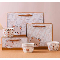 MVP3490 Set Chén Bát Ăn Cơm Hình Gấu Bear Dễ Thương, bộ bát ăn cơm gia đình sang trọng