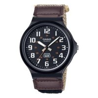 MW-240B-5BVDF | Đồng Hồ Casio | Nam | Dây Vải Màu Kem | 3 Kim | Chống Nước WR50M