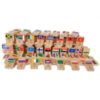 MWZ 100 pieces New Multilingual National Flag Domino wooden toys understanding of the world domino early education cognitive toys