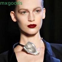Mxgoods Hoa Mở Choker, Dây Xích Xương Đòn Mô Hình Hoa Phóng Đại, Vòng Cổ Choker Cổ Tròn Ba Chiều Không Đều / Bạc Thanh Lịch Trang Sức Thời Trang