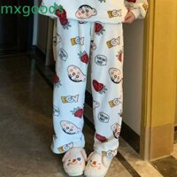 Mxgoods Kitty Cat Pyjama Quần, Crayon Shin-chan Bear Flannel Fleece Quần, Hoạt Hình Ngọt Ngào Rời Homewear Quần Vải Co Giãn Nữ