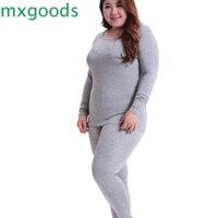 Mxgoods Quần Lót Giữ Nhiệt Cho Nữ Mùa Thu Áo Cổ Tròn Quần Dài Tay Top Nhiệt Dài Johns Bộ