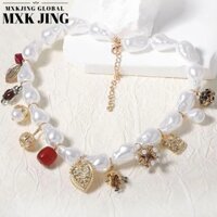 Mxkjing Choker, Vòng cổ mặt dây chuyền trái tim mạ vàng Baroque, Quà tặng vòng cổ giả quyến rũ