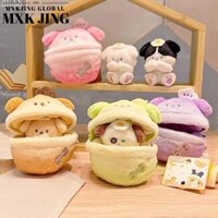MXKJING Mini Puff Puppy Móc khóa, Túi đựng tai nghe hoạt hình Mặt dây chuyền, Búp bê sang trọng hình động vật lông tơ dễ thương Kawaii sang trọng
