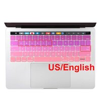 Mỹ Bố Trí Tiếng Anh Silicon Hồng Bàn Phím Bao Da Cho 2019 2018 2017 2016 MacBook Pro Retina 13  15  cảm Ứng Touch ID Và Thanh Cảm Ứng