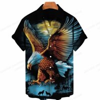 Mỹ Đại Bàng Áo Sơ Mi Nam Nữ Thời Trang Áo Sơ Mi Hawaii Thường Ngày Đi Biển Áo Sơ Mi Trại Ơn Quần Áo Nam Đại Bàng Camisa Bé Trai