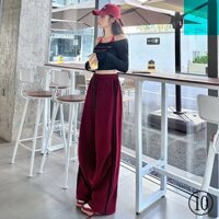 Mỹ Đường Phố Cao Cấp Sọc Quần Thể Thao Nữ Thu Đông Phong Cách Mới Cao Cấp Ôm Hơn Nhìn Rời Thẳng Drap Thường Ngày Ống Rộng Mồ Hôi