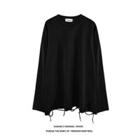 🔥Mỹ Đường Phố Cao Cấp Viền Rách Áo Thun Dài Tay Đáy Áo Sơ Mi Nam Nữ Hợp Thời Trang Tính Khí Bên Trong Mặc Trắng Top NZ05 + 1