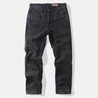 Mỹ Kaki Retro Cát Rửa Quần Jean Nam Cotton Nguyên Chất Thẳng Rời Thường Ngày Nam Đen Quần Áo