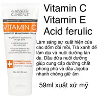[MỸ] Kem Vitamin C Brightening Body Cream - Travel Size 59ml advanced clinicals Axit Ferulic Vitamin E Dầu dừa Dưỡng ẩme