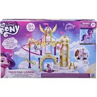 My Little Pony: A New Generation Movie Royal Racing Ziplines - Đồ chơi Playset lâu đài 22 Inch với 2 dây kéo di chuyển, Cánh hoa công chúa Pipp Hình F2156