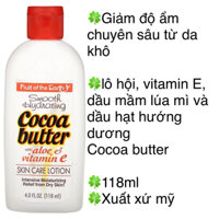 [MỸ] Lotion Cocoa Butter with Aloe Vera, Vitamin E Dưỡng ẩm mượt bơ ca cao 118ml Fruit of the Earth