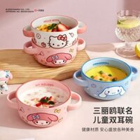 My Melody Cinnamoroll Hello Kitty Kids Bát và thìa súp Bộ đồ ăn