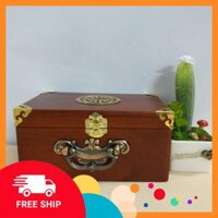 Mỹ Nghệ Bắc Ninh  Hộp đựng trang sức, con dấu loại to bằng gỗ hương cao cấp, bọc đồng, in chữ thọ đẹp mắt