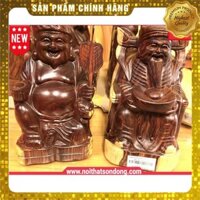 [Mỹ Nghệ Đồng Kỵ] Cặp tượng thần tài ông địa gỗ cẩm lai 20cm