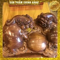 [Mỹ Nghệ Đồng Kỵ] Tượng lân sư đoạt cầu gỗ hương