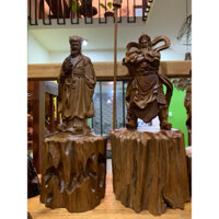 [Mỹ nghệ Mộc An] Quan công cao 23- 24 cm gỗ bách xanh thơm ngát và gỗ trắc đỏ đen đáy to thế lũa tự nhiên