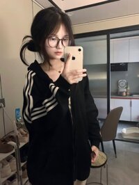 Mỹ Quốc Gia Hợp Thời Trang Ba Thanh Khâu Thiết Kế Cảm Giác Có Mũ Trùm Đầu Áo Nữ Xuân Thu Rời Thường Ngày Cặp Đôi Cardigan
