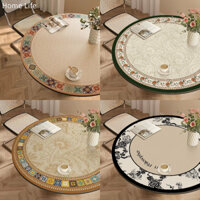 Mỹ Retro Họa Tiết Da Chất Liệu Bàn Tròn Thảm Chống Thấm Nước Chống Dầu Chống Bỏng Không Rửa Bàn Cà Phê Tròn Vải