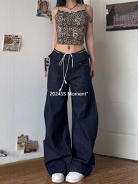 Mỹ Retro Machete Thẳng Quần Jean Nữ Mùa Hè Mỏng Cao Cấp Thiết Kế Niche Rời Drap Quần Ống Rộng