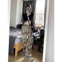 Mỹ Retro Ngụy Trang Quần Áo Nam Nữ Thu Đông hiphop Thiết Kế Niche Thẳng Dù Quần Hợp Thời Trang WTT2025.2.28