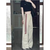 Mỹ Retro Sọc Quần Thể Thao Nữ Mùa Xuân Cao Cấp Rời Tất Cả Trận Đấu Drap Thường Ngày Thẳng Ống Rộng Quần Nữ Mùa Xuân Cao Cấp Rời Tất Cả Trận Đấu Drap Quần Ống Rộng Thông Thường 4.1