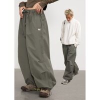 Mỹ Retro Xám Xanh Dương Rộng-Leg Áo Liền Quần Nam Nữ Mùa Hè Màu Trơn Rời Lười Phong Cách Thể Thao Quần