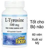 [MỸ] Viên L-Tyrosine 1000mg 60 viên ( 500mg per capsule ) Natural Factors tăng mức độ chất dẫn truyền tế bào TK