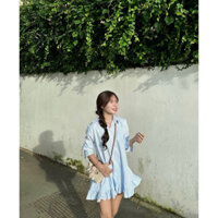[Mya house] Đầm sơ mi babydoll sọc xanh hồng ARI DRESS