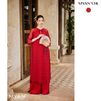 MYAN DESIGN Áo Dài Tết Như Ý Chất Liệu Tơ Cao Cấp Viền Lượn Phối Tơ Màu Đỏ Avn122336 Qvn122303