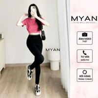 MYAN DESIGN Quần Legging Nữ Chất Thun Co Giãn 4 Chiều Màu Đen Biker Short Cạp Cao Q022307