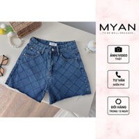MYAN DESIGN Quần Short Jeans Nữ Kể Caro Viền Rách Phong Cách Năng Động Q042416
