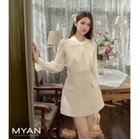 MYAN DESIGN Sơ Mi Nơ Chất Liệu Tơ Phối Dây Ren Màu Kem Tôn Da Tinh Tế Sang Trọng Avn102318