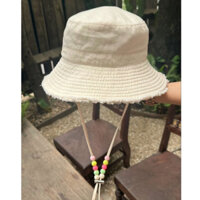 [MYHASTO.04] Mũ bucket tai bèo viền tua rua, dây phối hạt màu sắc.