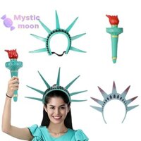 [Mystic] Tượng Nữ Thần Tự Do Mũ Có Đèn Pin Cosplay Mặt nạ Cao Su Nữ Đạo Cụ Trang Trí Trang Phục Dự Tiệc Đồ Dùng Thực Tế [Mới]