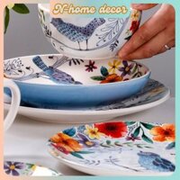 N-Home Decor Bộ Đồ Ăn Gốm Sứ Phong cách Châu Âu Đĩa Bít Tết Khay Đĩa Nhỏ Cốc Cà Phê Đĩa Salad phù hợp lễ tết