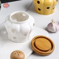 N & X Trắng Gốm Tỏi Bảo Quản Lọ Có Nắp Tinh Tế Rỗng Bảo Quản Bình Tỏi Gừng Bình Nến Chụp Đèn Hộp Kẹo Hộ Gia Đình.