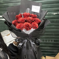 N10_ Bó hoa sáp nhũ 10 bông hoa đỏ