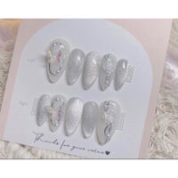 (N13)  nailbox thiết kế mắt mèo sữa gạo viền nổi tráng gương