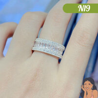 N19 Nhẫn Eternity Band Baguette vương quyền Bạc thật Thiên Cát s950