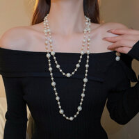 N191 dây chuyền chuỗi hạt trai dài dự tiệc áo dài