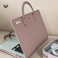 N2hao 14-16 Inch Thời Trang PU Laptop Tay Màu Hồng Có Tay Cầm Bảo Vệ Túi Laptop Thoáng Khí Cho Xiaomi Huawei Notebook Túi A