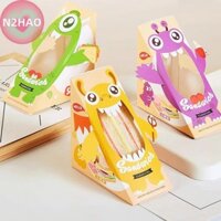 N2hao 50 Chiếc Hộp Bánh Sandwich Mở Cửa Sổ Hộp Đóng Gói Bánh Ngọt Nướng Bánh Hộp Giấy Ăn Sáng Hộp Bánh Sandwich Bọc n