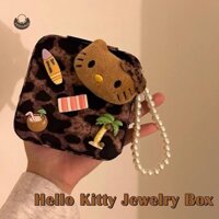 N2hao Da Báo-Print Hello Kitty Hộp Trang Sức Sanrio KT Mèo Vòng Cổ Bông Tai Di Động Hộp Bảo Quản Dung Tích Lớn Món Quà Trang Sức QZZ