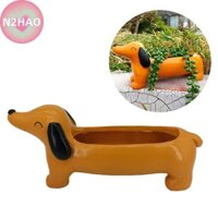 N2hao Dachshund Chậu vườn, Chậu nhựa cho chó, Chậu trồng cây không khí Mini Puppy, Chậu hoa cây nhỏ, Chậu hoa cảnh dễ thương cho sân vườn tại nhà Trang trí máy tính để bàn văn phòng n